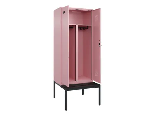 PBM-locker met bank,HxBxD 2120x800x815mm,2vak,vak B 400mm,draaigrendel