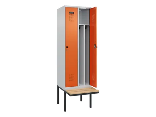 locker met bank,voor scheiding van kleding,HxBxD 2120x600x815mm,2vak