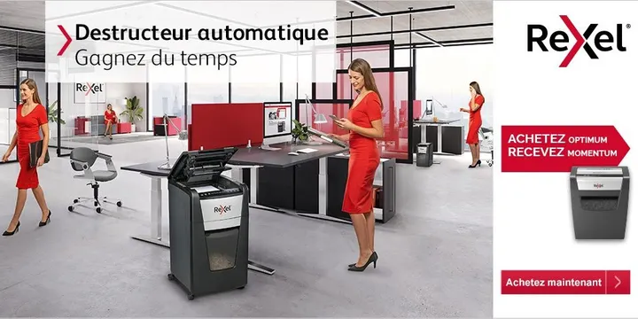 Destructeur Rexel Momentum gratuit à l'achat d'un destructeur Optimum Autofeed!