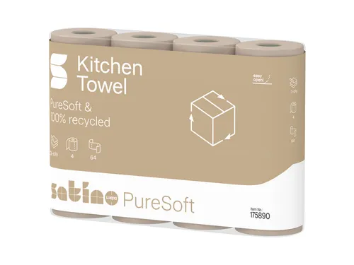 Keukenrol Satino 175891 PureSoft 3laags 4x64 vel naturel