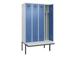 locker met bank,voor scheiding van kleding,HxBxD 2120x1200x815mm,4vak
