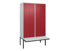 PBM-locker met bank,HxBxD 2120x1200x815mm,4vak,vak B 300mm,cil.-slot