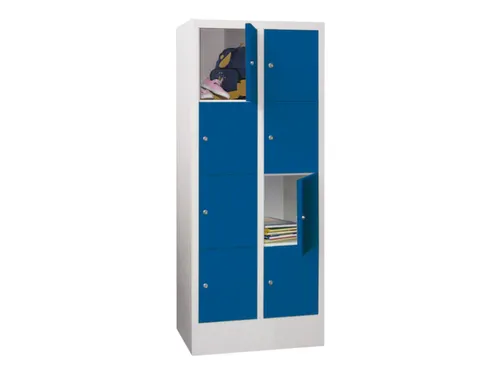 lockerkast,HxBxD 1518x600x500mm,2x4vakken,RAL7035,front RAL5010