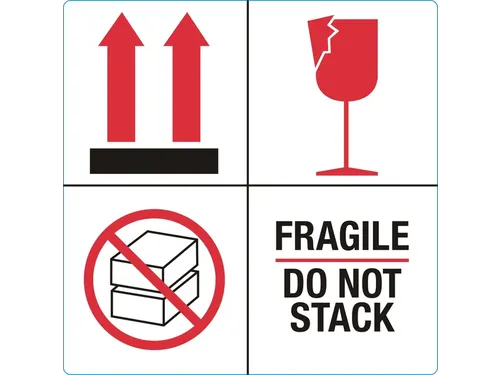 Waarschuwingsetiket fragile do not stack 100mmx100mm 1000st