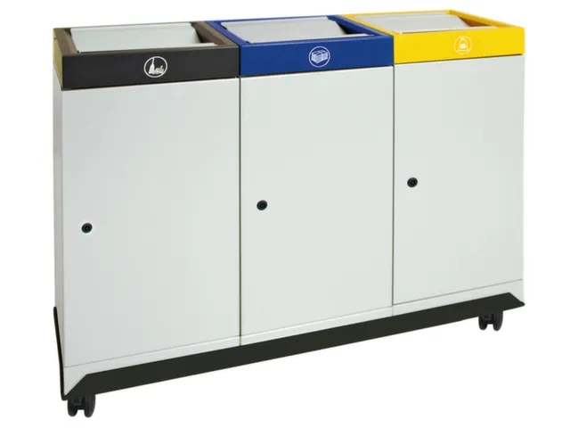 station de tri sélectif 3x30l HxlxP 700x910x300mm coupe-feu