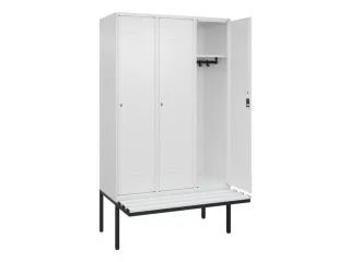 locker met bank,HxBxD 2120x1200x815mm,3vak,vak B 400mm,cil.-slot - 2
