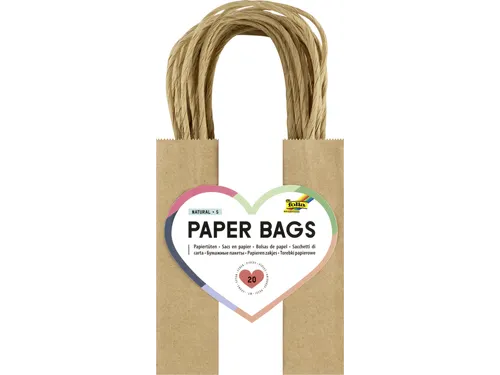 Tas met handvat Folia kraftpapier 125gr 12x15x5.5cm 20 stuks naturel