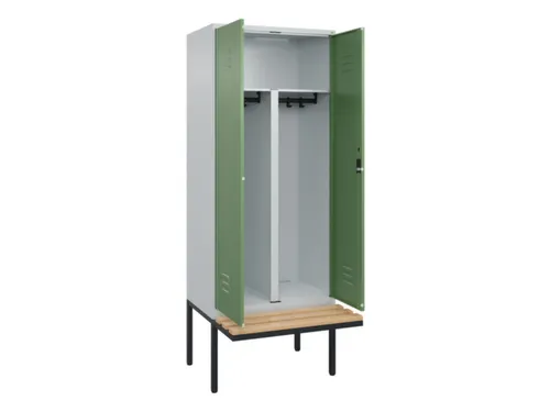PBM-locker met bank,HxBxD 2120x800x815mm,2vak,vak B 400mm,cil.-slot
