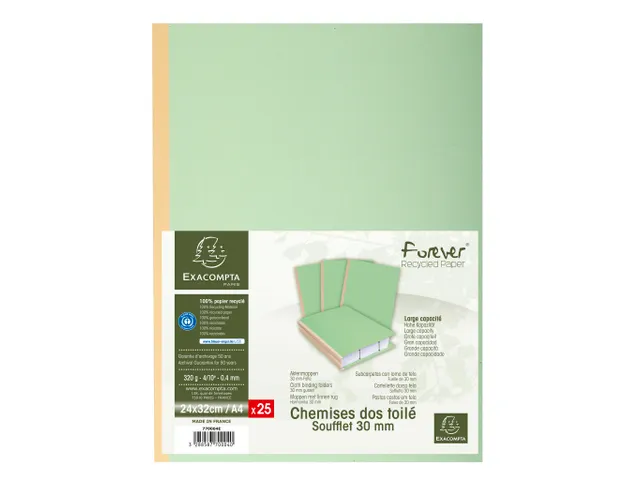 25 mappen met linnen rug FOREVER 320g/m2 24x32cm Grasgroen