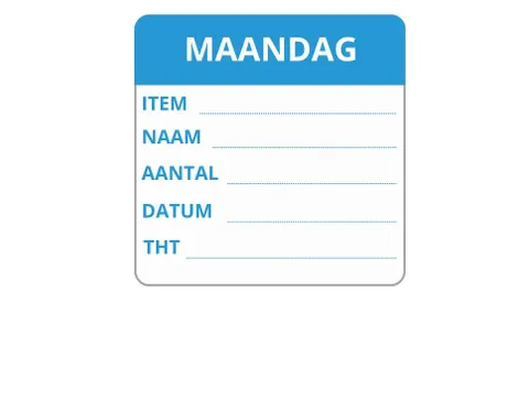 LabelLORD PL Dagetiket Maandag 50x50mm Blauw Flushlabel 250 stuks