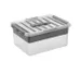 Boîte de rangement Q-line 15L avec plateau, gris transparent - 40 x 3
