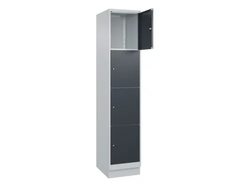 lockerkast,HxBxD 1950x400x500mm,1x4vakken,vak B 400mm,cil.-slot,sokkel