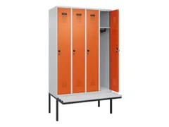 locker met bank,HxBxD 2120x1200x815mm,4vak,vak B 300mm,draaigrendel