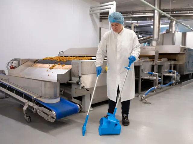 Vikan Hygiene stofblik + veger combinatieset alu steel 840mm Groen