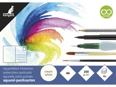 Cartes postales Kangaro bloc d'aquarelle 15 feuilles 300gr A6 blanco C