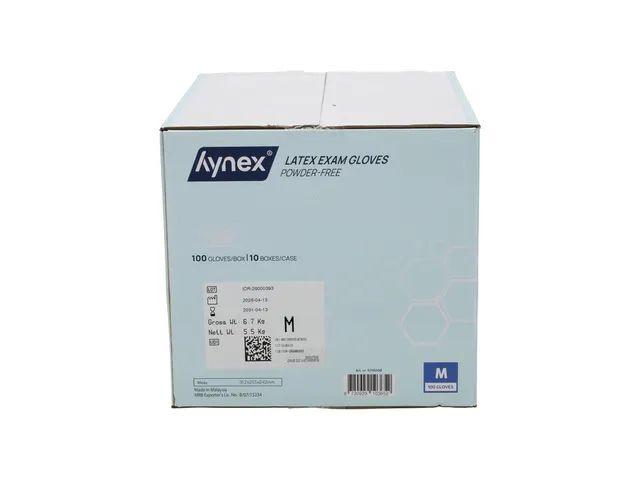Handschoen Hynex latex M wit 5gr 100 stuks