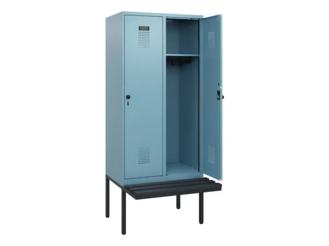 locker met bank,HxBxD 1950x800x815mm,2vak,vak B 400mm,draaigrendel