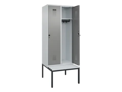 locker met bank,HxBxD 2120x800x815mm,2vak,vak B 400mm,draaigrendel