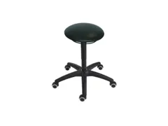 Draaikruk 470-600mm Zwart Kunstleer Gasveer Zwart Voetkruis Wielen