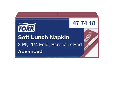 Tork 477418 Soft Lunchservet Advanced Bordeaux 33x33cm