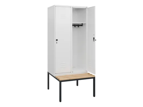 locker met bank,HxBxD 1950x800x815mm,2vak,vak B 400mm,draaigrendel