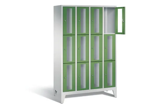 lockerkast 1850x1190x500mm 4x3 vakken Cilinderslot Poten, RAL6011
