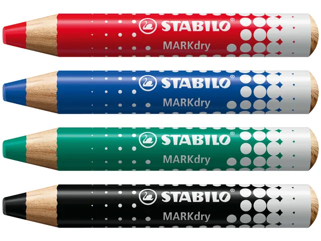 Whiteboardpotlood STABILO MARKdry 648/4 incl. slijper + microvezeldoek