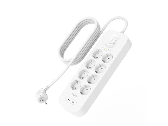 Spanningsbeveiliger met 2 USB-C-poorten 8 Poort Stekkerdoos