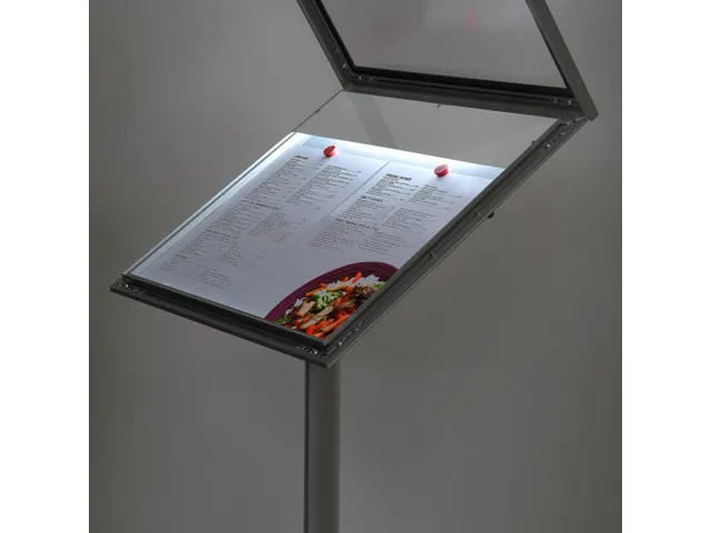 Menustandaard Vergrendelbaar 2xA4 met logopaneel LED verlicht