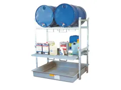 Aftapstelling 1410x1250x1620mm V. 2x200l Vaten M. Bak 220l Rooster