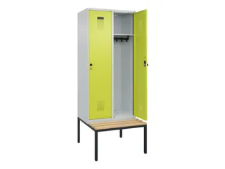 locker met bank,HxBxD 2120x800x815mm,2vak,vak B 400mm,draaigrendel - 2
