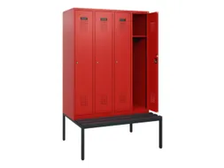 locker met bank,HxBxD 1950x1200x815mm,4vak,vak B 300mm,cilinderslot