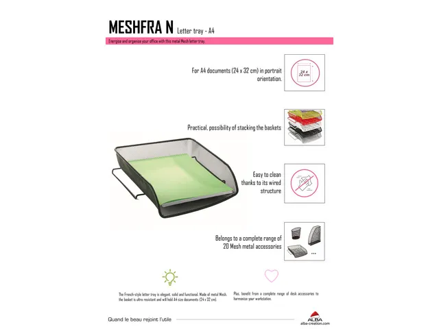 Meshfra brievenbak A4 metaalgaas zwart