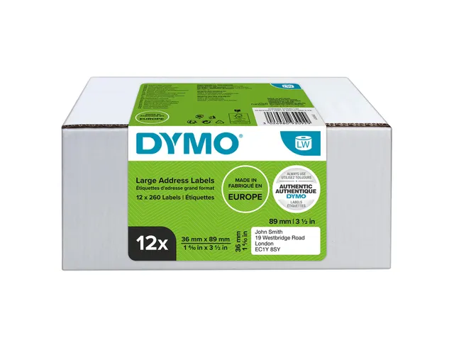 Etiquette adresse Dymo LabelWriter 36x89mm 12 rouleaux à 260 pièces