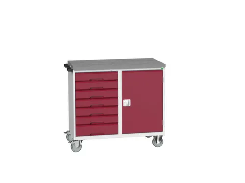 montagetafel 980x1050x600mm linoleumblad 7 laden kast front RAL3004