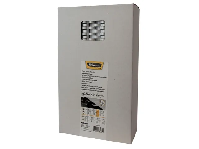 Bindrug Fellowes 14mm 21-rings A4 wit 100stuks