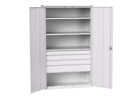 universele kast,HxBxD 2000x1300x550mm,3xStalen bodem,4lade(n)