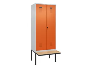 PBM-locker met bank,HxBxD 2120x800x815mm,2vak,vak B 400mm,draaigrendel - 2