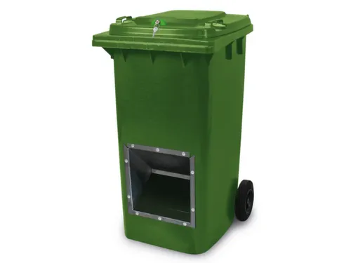 verrijdbare zoutbak,afsluitbaar,240l,HxBxD 1075x580x730mm,HDPE,groen