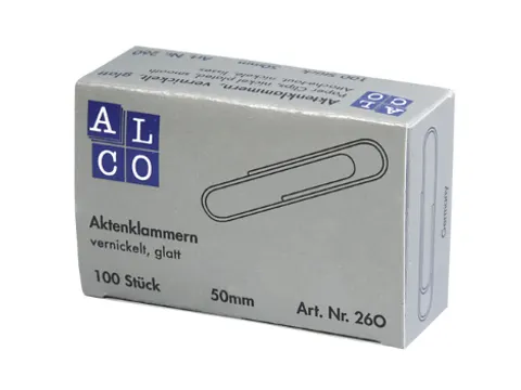 Paperclip Alco 50mm rond vernikkeld 100 stuks