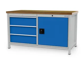 werkbank,HxBxD 860x1500x750mm,onderstel RAL9005,fronten RAL7035 - 1