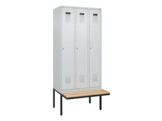 locker met bank,HxBxD 2120x900x815mm,3vak,vak B 300mm,cilinderslot - 2