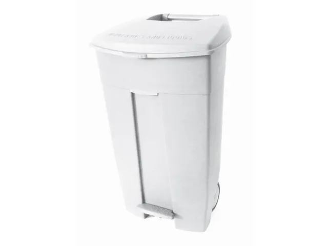 afvalbak,1x120l,HxBxD 890x560x480mm,romp PE wit,deksel PE wit,2wielen