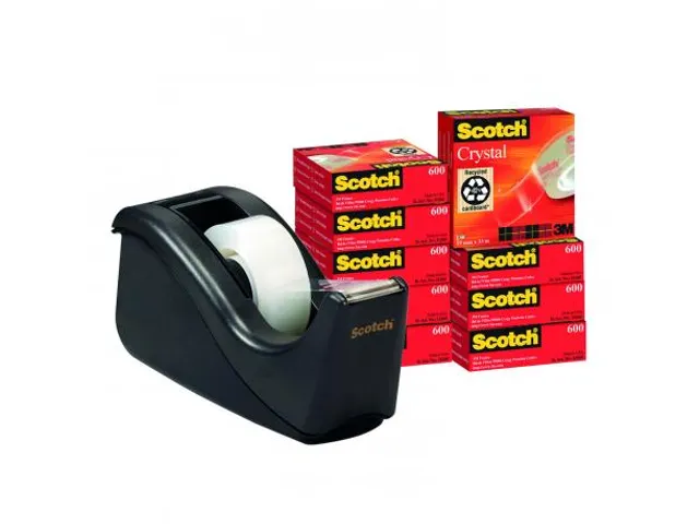 Ruban adhésif Scotch Crystal 600 19mmx33m 10rlx+Dévidoir C60 gratuit
