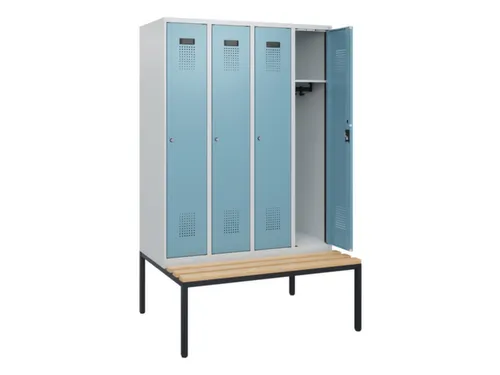 locker met bank,HxBxD 1950x1200x815mm,4vak,vak B 300mm,cilinderslot