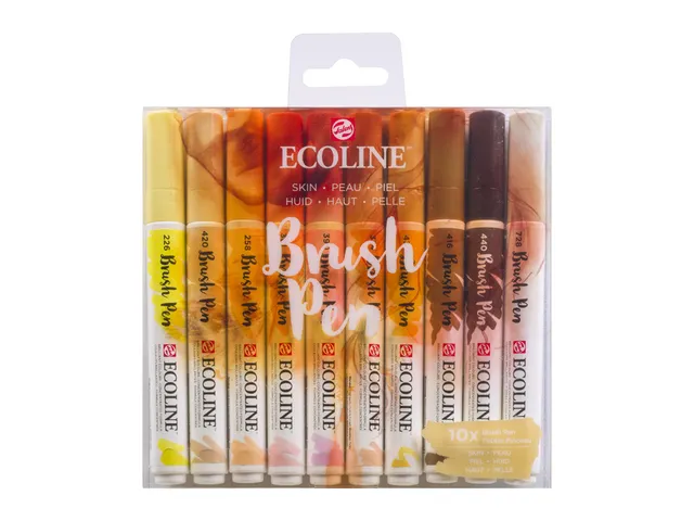 Brushpen Talens Ecoline set à 10 stuks huid