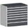 ladekast HxBxD 900x1050x750mm 7laden RAL7035 front RAL7016