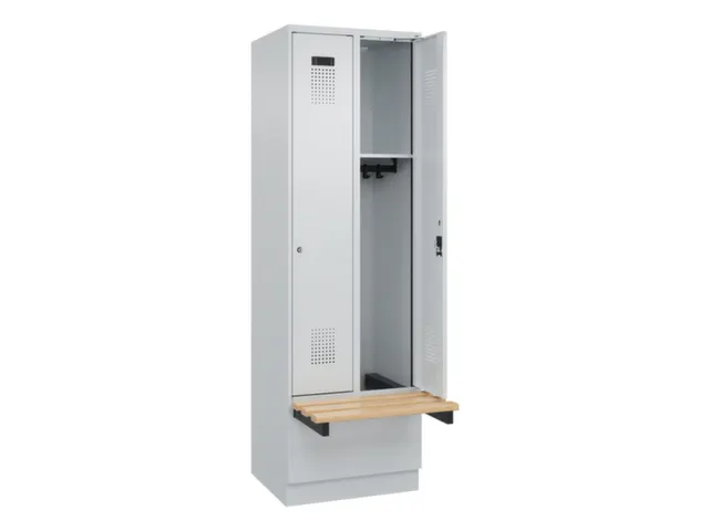 locker met bank,HxBxD 1950x600x815mm,2vak,vak B 300mm,cilinderslot