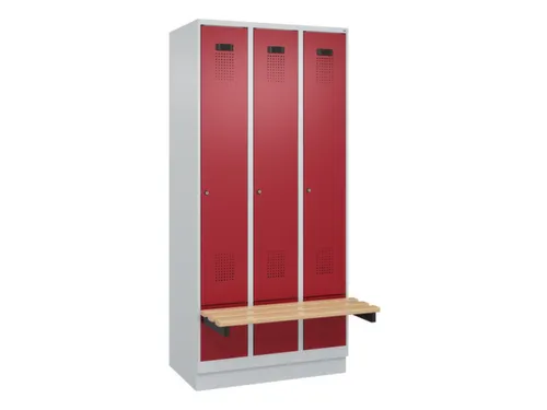 locker met bank,HxBxD 1950x900x815mm,3vak,vak B 300mm,cilinderslot