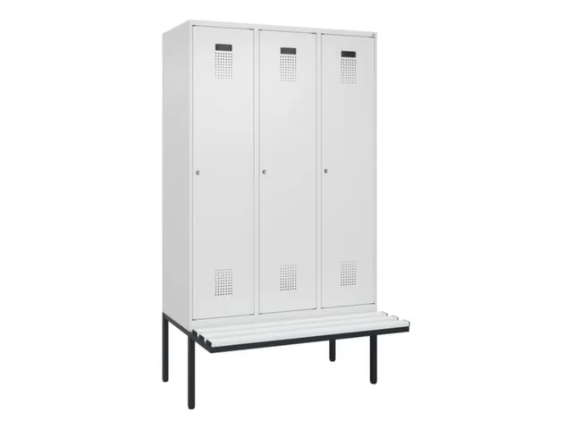 locker met bank,voor scheiding van kleding,HxBxD 2120x1200x815mm,3vak